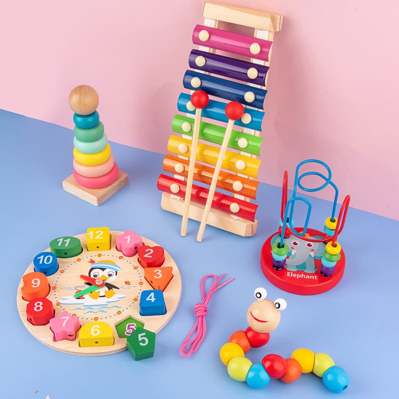 Brinquedo inteligente de madeira infantil, miçangas, metalofone, conjunto, educação infantil - imagem 4