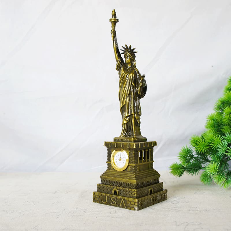 Modelo clássico com relógio, modelo Estátua da Liberdade, decoração de casa, artesanato em metal, liga de zinco, dê para você se eu te amo - imagem 1
