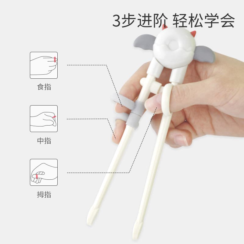 Pauzinhos infantis, prática portátil de desenho animado para treinamento de comida, talheres fofos para comida infantil - imagem 3