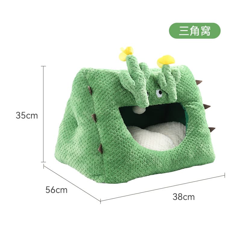 Novo cactus yurt casa de gato quente cama de gato atacado semi-fechado casa de gato suprimentos de inverno canil de cachorro de pelúcia - imagem 6