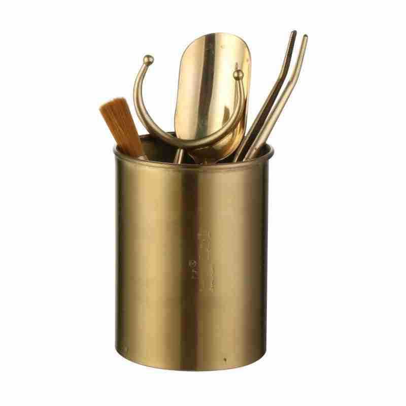 Porta-canetas universal em aço inoxidável, sistema de armazenamento dourado, pauzinhos, canudo - imagem 6