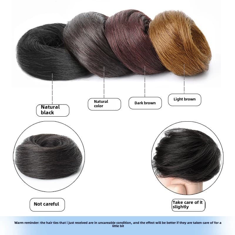 Peruca bola cabeça cabelo reto anel simulado volume de cabelo fofo estilo antigo flor botão anel de cabelo coque homem preguiçoso cocar de cabelo - imagem 4