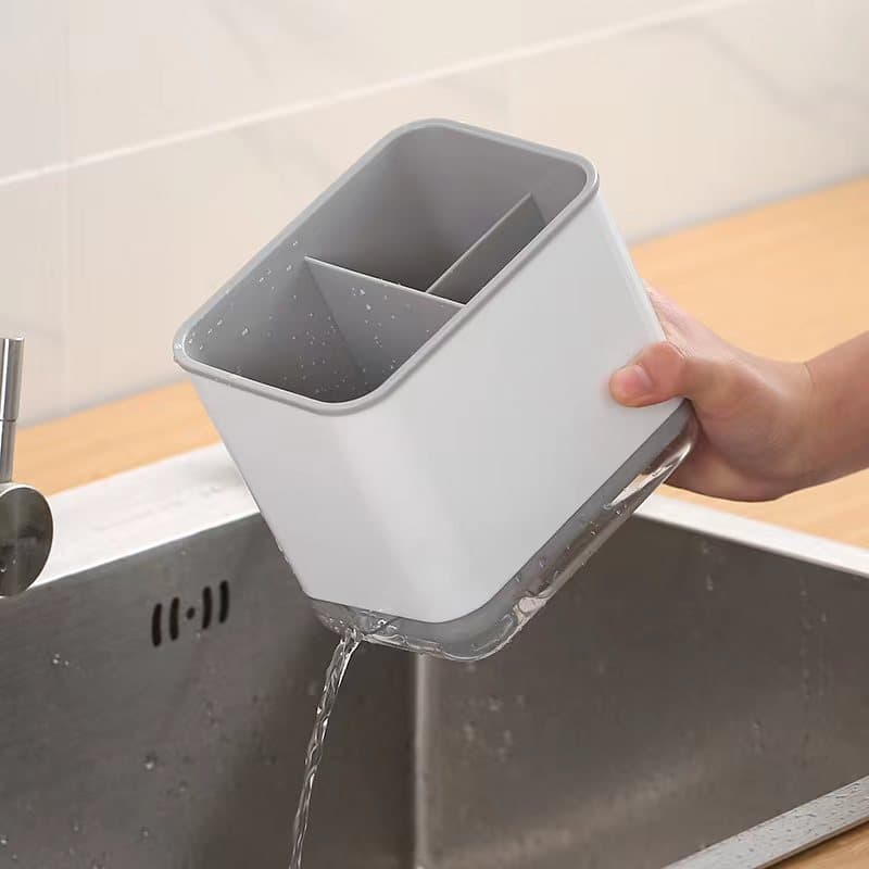 Artefato de armazenamento de cozinha com bandeja de drenagem, cesta de pauzinhos, rack de armazenamento de talheres multifuncional, barril de pauzinho à prova de mofo doméstico - imagem 3