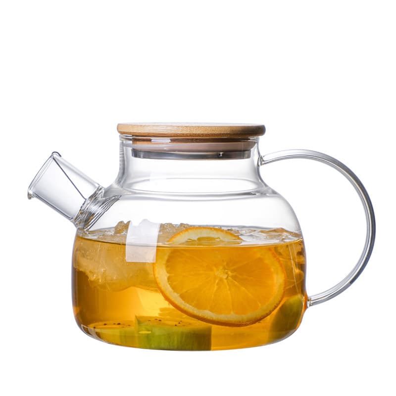 Bule de vidro com alto teor de borosilicato, chaleira fria para suco, chama aberta, aquecimento, tampa de bambu, chaleira fria, bule de flores, fermentação fria - imagem 6