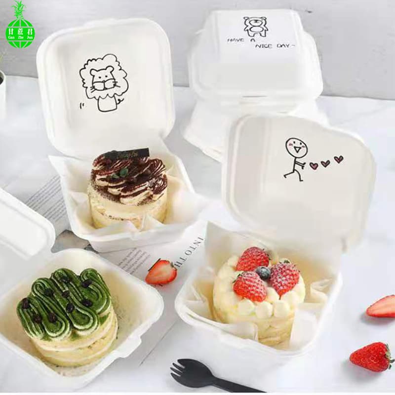 Internet celebridade manteiga bolo de arroz caixa de embalagem bolo lancheira caixa de hambúrguer de polpa de papel caixa de rolo de bolo biodegradável criativo aquecível - imagem 4