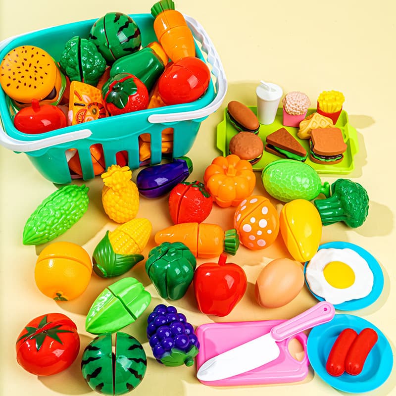Brinquedo para cortar, cesta familiar infantil realista, conjunto - imagem 1