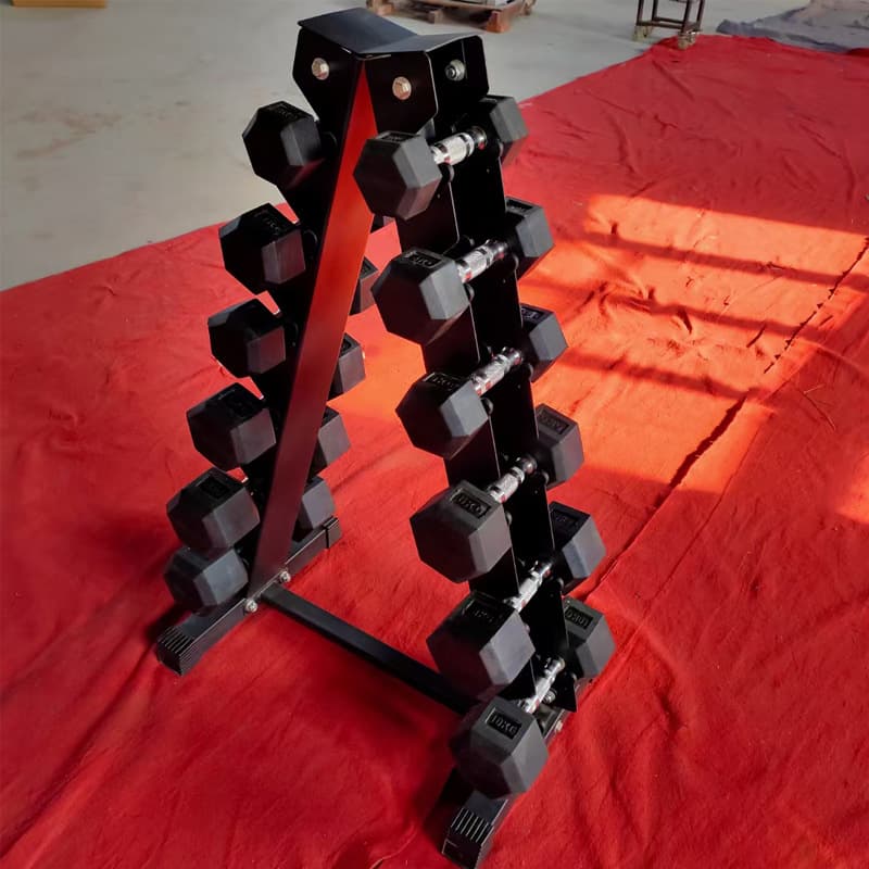 Rack de halteres comercial engrossado e reforçado 3 pares 5 pares 7 pares equipamentos de fitness em casa placa de aço espessado rack de halteres atacado - imagem 2