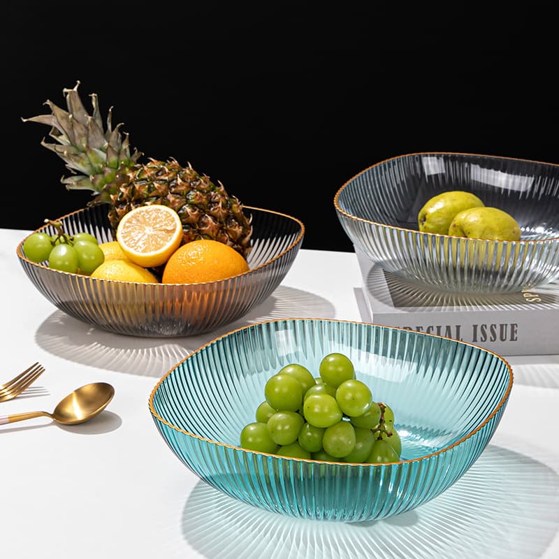 Prato de frutas de plástico de luxo simples luz doméstica restaurante prato de frutas vegetais brilhante engrossado fácil de limpar placa de armazenamento de lanche - imagem 3