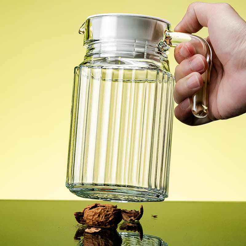 Chaleira de vidro resistente a altas temperaturas, grande capacidade, chá doméstico, suco, bebida, chaleira fria, padrão vertical com tampa, gravata, chaleira fria - imagem 3