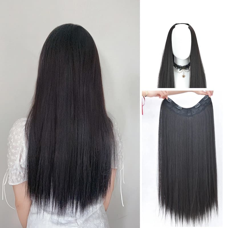 Peruca, extensão de cabelo ondulado encaracolado invisível, cabelo liso - imagem 4