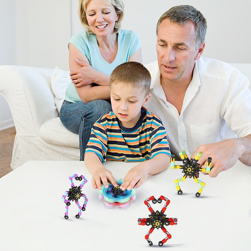 Pião mecânico variável para dedo, transformador, robô, brinquedo fluorescente, anti-stress - imagem 1