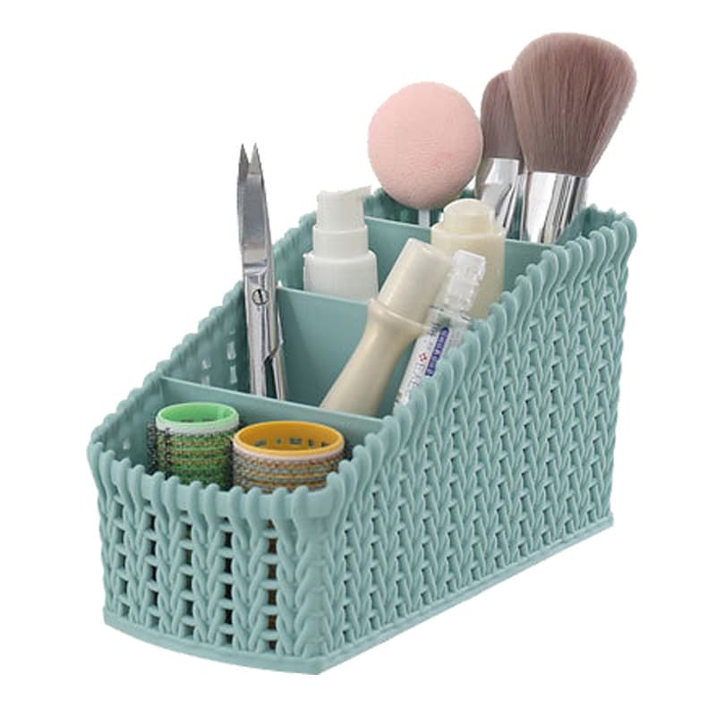 Cesta de armazenamento de mesa de cosméticos cesta de armazenamento de rattan caixa de armazenamento de plástico doméstico caixa de armazenamento diversos compartimento cesta de armazenamento - imagem 9