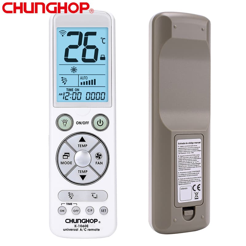 Zhonghe universal ar condicionado controle remoto universal tela grande botão grande retroiluminação 1060 + controle remoto 5000 em um controle remoto - imagem 4