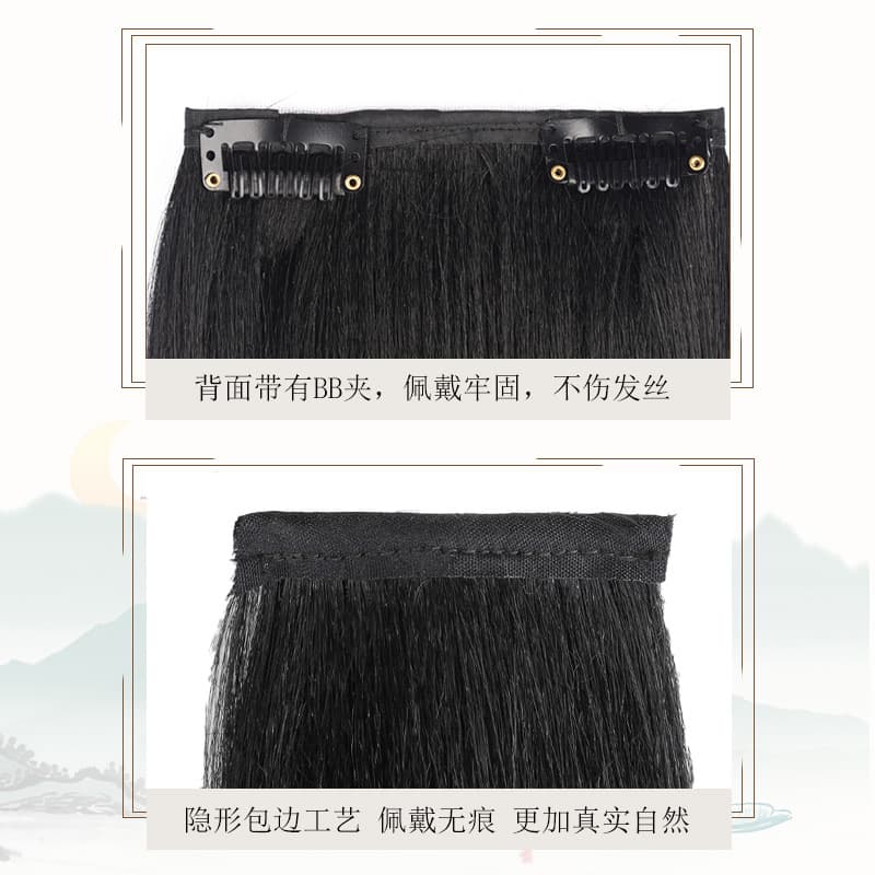 Peruca Hanfu de seda de milho, arranjo de cabelo de estilo antigo, peça única reta, estilo de bolsa de cabelo de traje antigo, penteado invisível de fada de cabelo almofadado - imagem 5