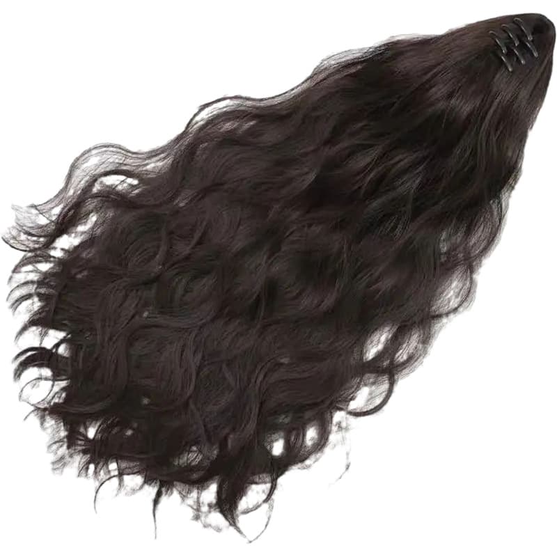 Peruca, alfinete de caranguejo feito de cabelo real, cinto com rabo de cavalo com laços, rabo de cavalo falso, padrão de onda, celebridade da internet - imagem 6