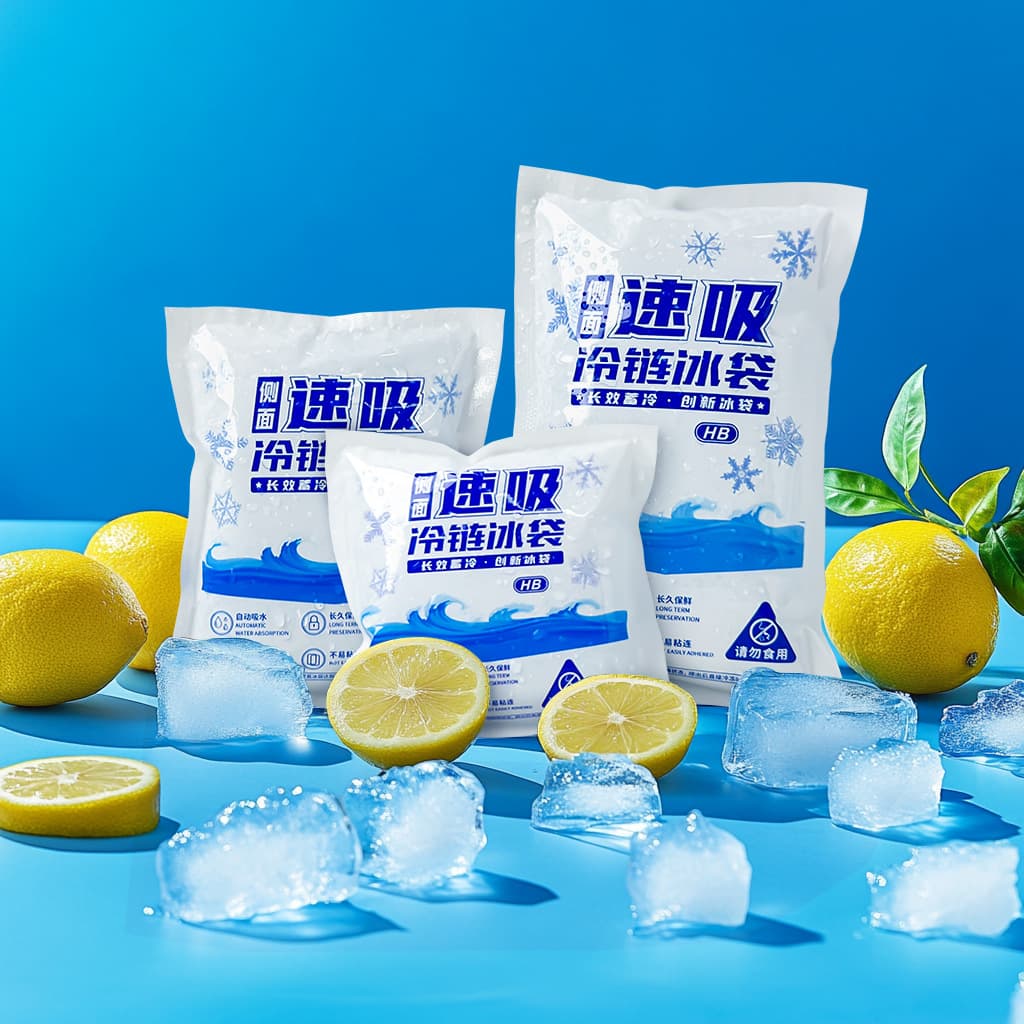 Saco de gelo de água autoabsorvente especial pequeno e especial para aviação com sucção lateral descartável sem água congelada por atacado de alimentos frescos - imagem 3