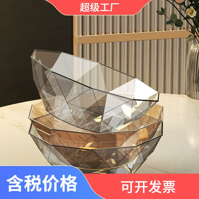 Prato de frutas de cristal high-end placa de frutas sala de estar doméstico prato de frutas secas lanches prato de frutas de plástico luz luxo transparente - imagem 3