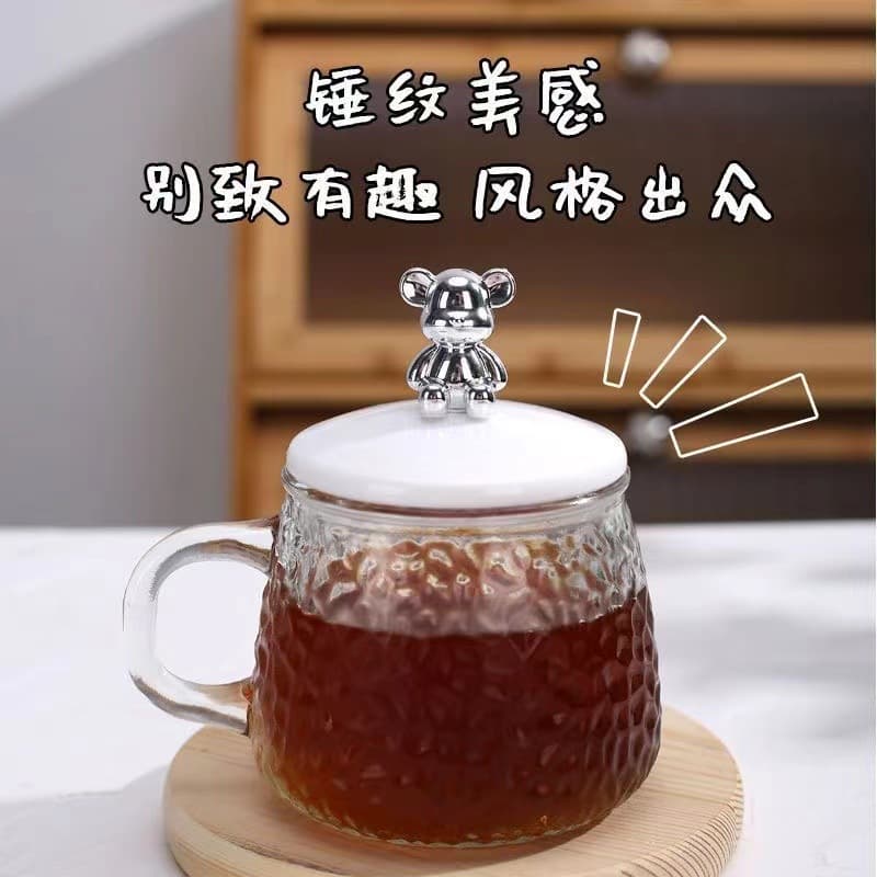 Xícara de chá de café de vidro grande, com ursinhos - imagem 5