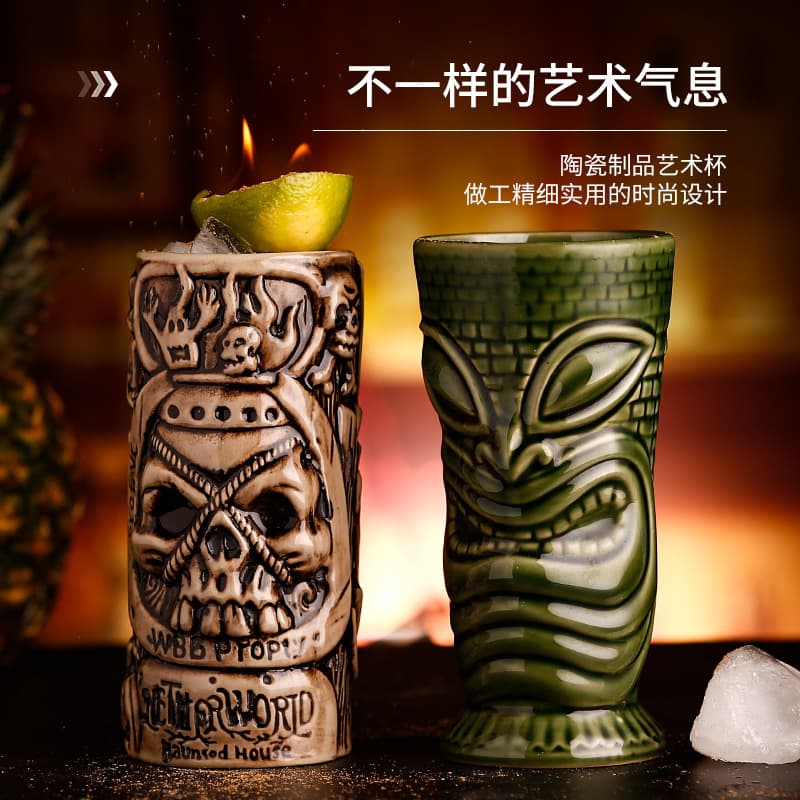 Copo tiki de cerâmica, copo tiki, coquetel, havaí, criativo, copo de vinho personalizado, copo totem, copo de martini - imagem 4