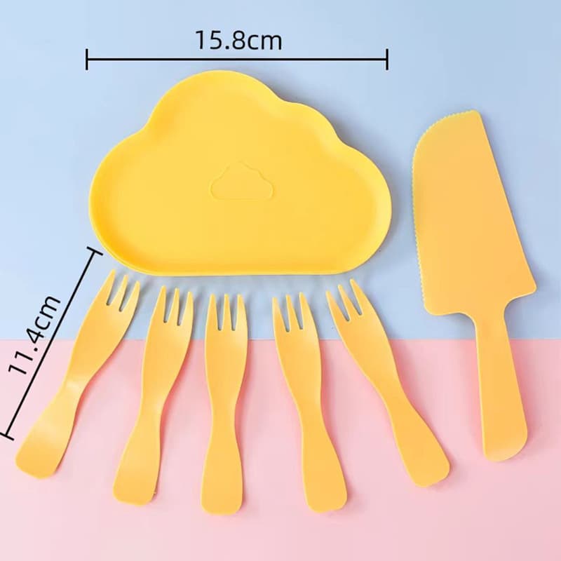 Prato colorido, vestido de noite, utensílios de mesa bonitos de plástico - imagem 5
