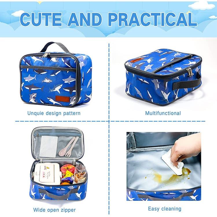 Alunos da temporada de volta às aulas almoçam bolsa escolar estampada lancheira isolada - imagem 5