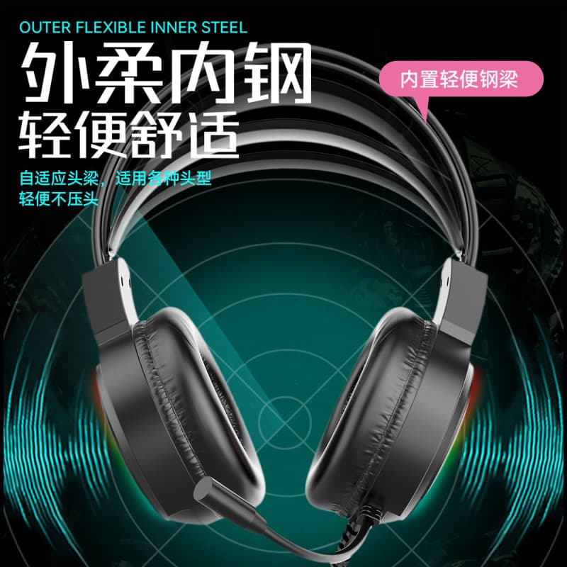 Fones de ouvido de computador transfronteiriços, fone de ouvido, jogo de e-sports, notebook de mesa, com fio, audição de frango, posicionamento, microfone - imagem 4
