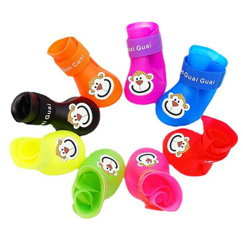 Sapatos de cachorro não podem ser jogados fora Botas de chuva de silicone para animais de estimação Capas para pés de gato Sapatos de pelúcia para cachorrinhos Sapatos de gato são essenciais para animais de estimação quando viajam - imagem 3