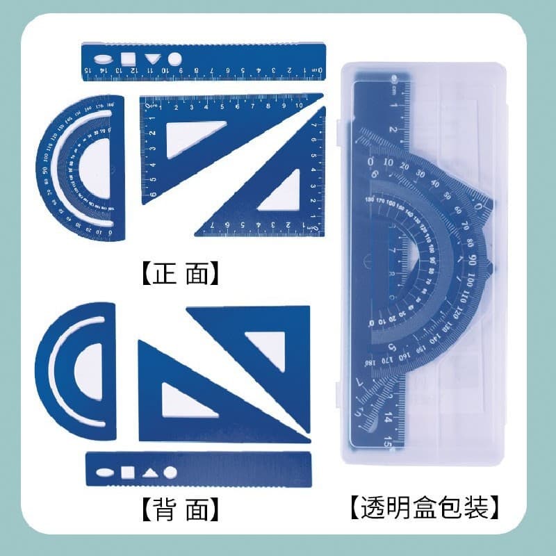 Conjunto de régua de metal, régua de estudante de liga de alumínio, régua triangular transferidora, conjunto de placas triangulares de 4 peças, vários conjuntos de réguas, gravação a laser - imagem 5