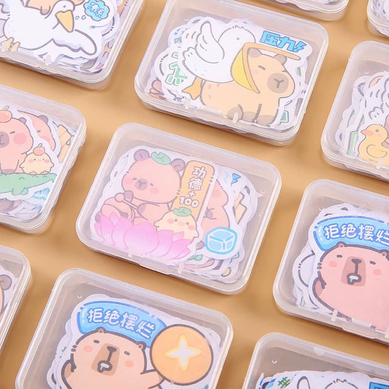 Kapibara caixa especial-em forma de adesivos bonito dos desenhos animados feijão adesivos mão conta adesivos bonito animal de estimação crianças diy material adesivos - imagem 2