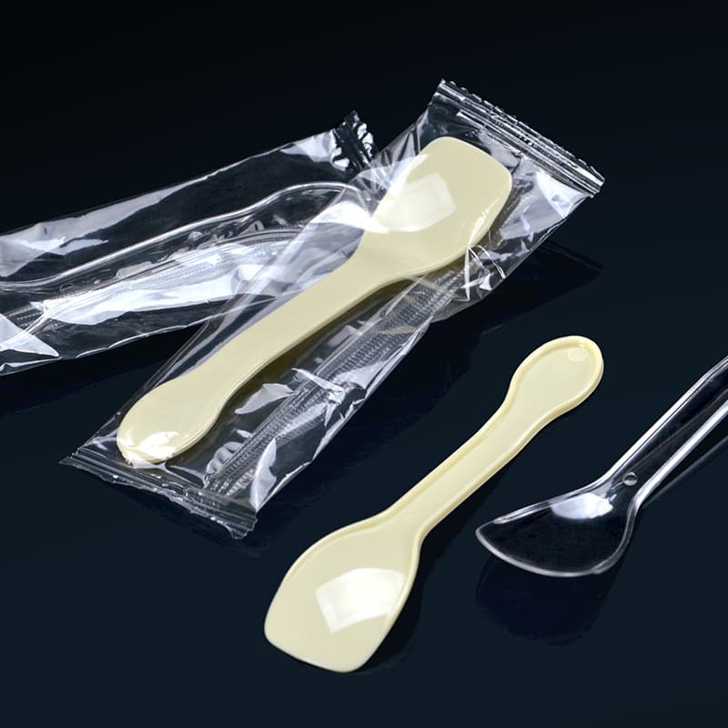 喇叭花 Colher de plástico descartável única, sopa de sorvete, pudim de sorvete, sobremesa, gelatina, colheres pequenas, 100 peças - imagem 2