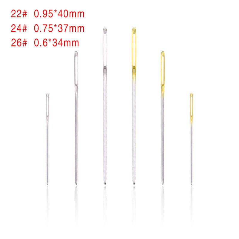 Agulha de costura manual grande olho doméstico, agulha de costura dourada com cauda dourada, agulha de ponto cruz de alta qualidade, ferramenta de tricô, agulha grande com buraco - imagem 1