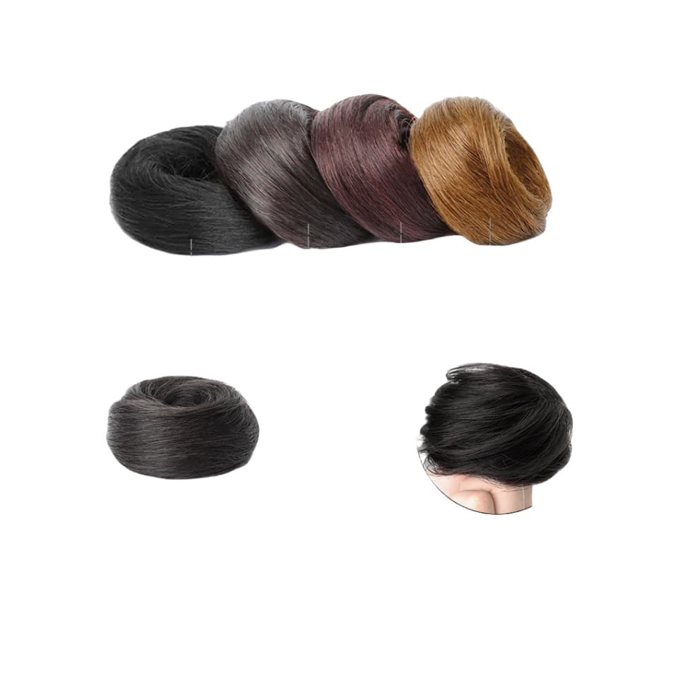Peruca bola cabeça cabelo reto anel simulado volume de cabelo fofo estilo antigo flor botão anel de cabelo coque homem preguiçoso cocar de cabelo - imagem 6