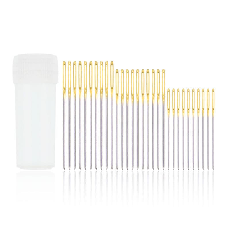Agulha de costura manual grande olho doméstico, agulha de costura dourada com cauda dourada, agulha de ponto cruz de alta qualidade, ferramenta de tricô, agulha grande com buraco - imagem 5